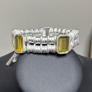 Kenneth Cole Stretch Matte Silver & Yellow Bracelet
